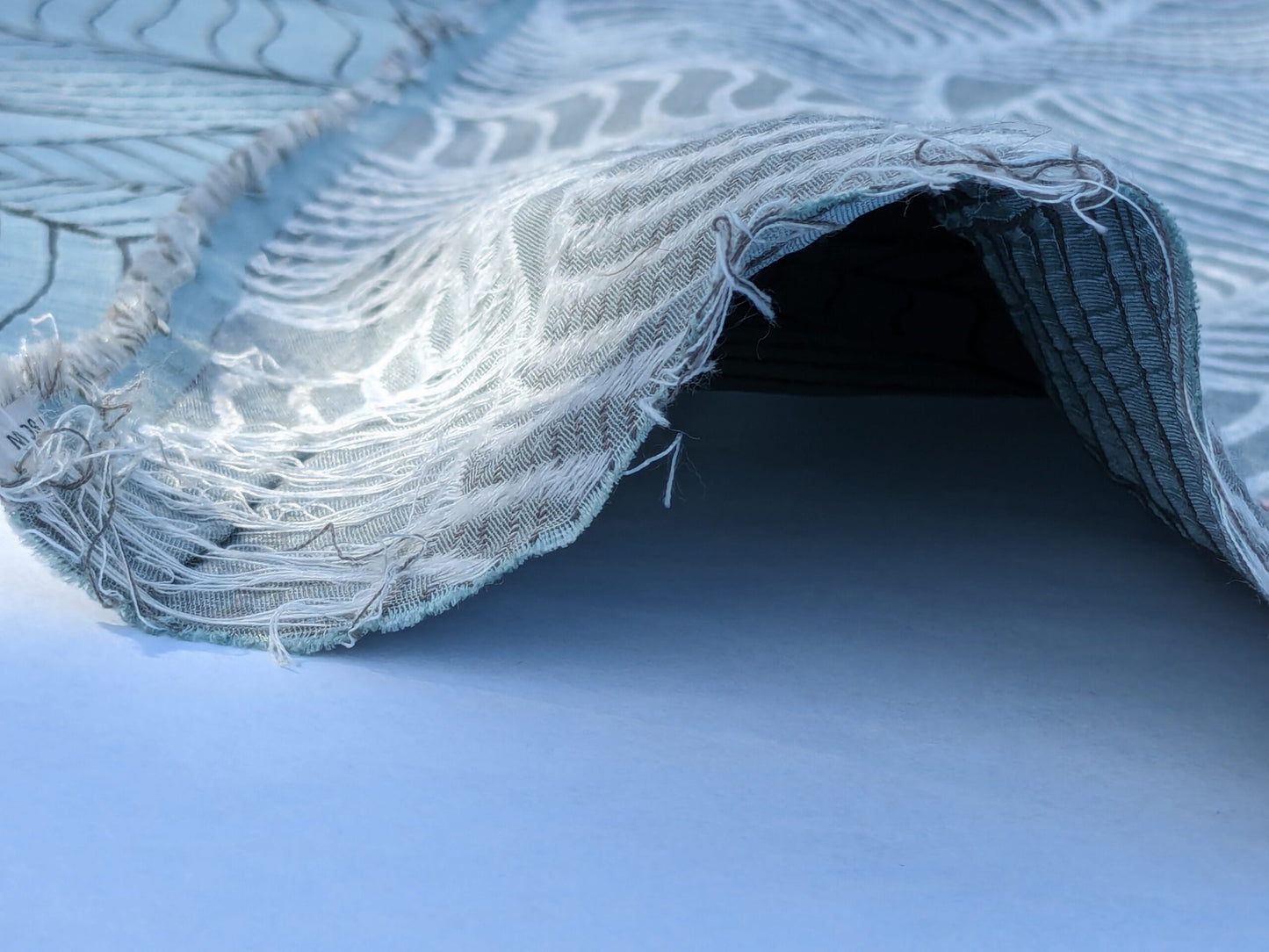 Scalamandre Sagamore Hill Bluebell Blue Large Silk Lampas Tropical Foliage Old World Weavers MSRP USD 492/Y