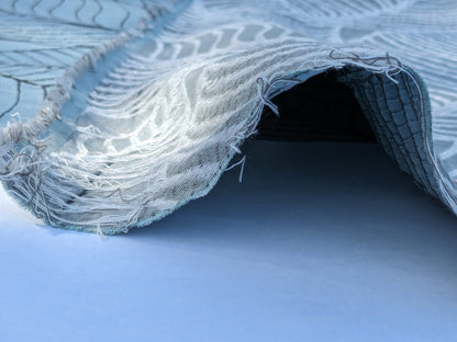 Scalamandre Sagamore Hill Bluebell Blue Large Silk Lampas Tropical Foliage Old World Weavers MSRP USD 492/Y