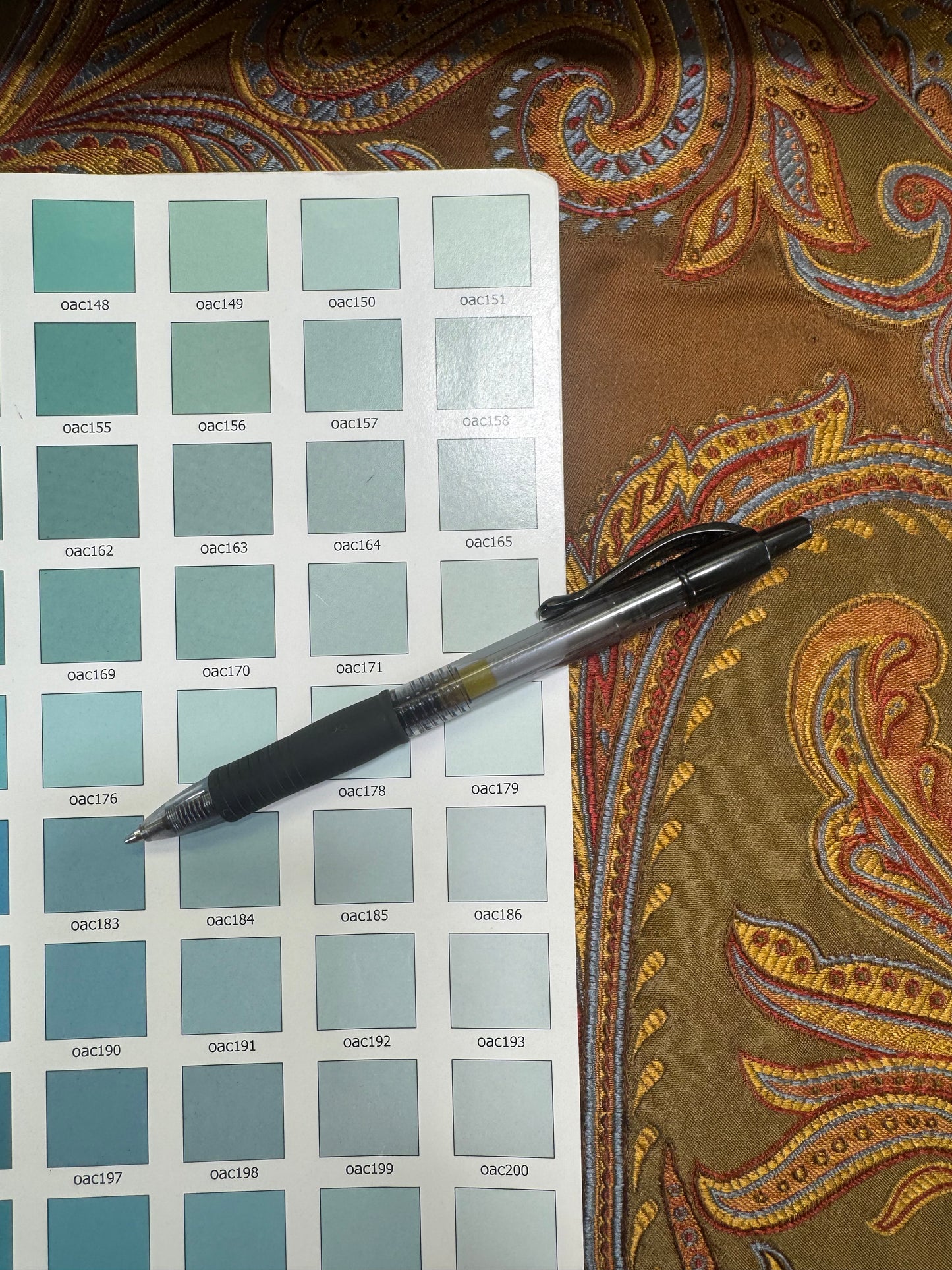 0.47yard Scalamandre Salparino Moss Parrot Paisley 100% Silk Lampas -Green Gold Blue Red -MSRP USD456/y