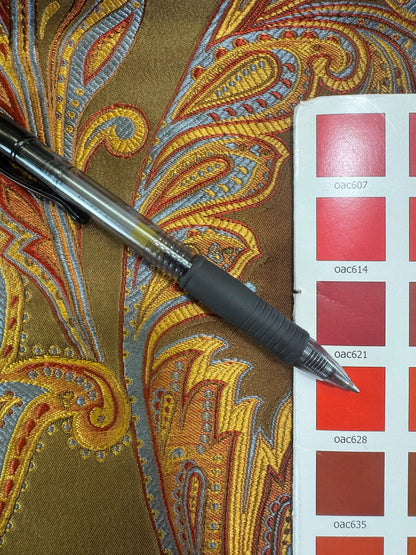 0.47yard Scalamandre Salparino Moss Parrot Paisley 100% Silk Lampas -Green Gold Blue Red -MSRP USD456/y