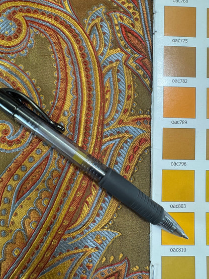 0.47yard Scalamandre Salparino Moss Parrot Paisley 100% Silk Lampas -Green Gold Blue Red -MSRP USD456/y