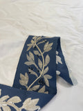 Scalamandre Laurel Embroidered Tape Indigo Blue Glass Beads Metallic Thread Hand Made MSRP USD148.40/y