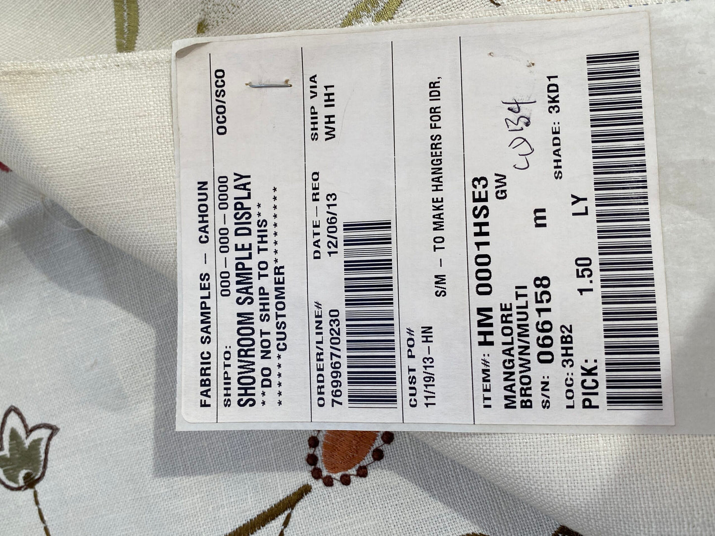 41 Berkbox75 Square Embroidery by Scalamandre Mangalore Teal/ Multi Brown White Floral MSRP USD 240/Y