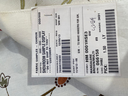 41 Berkbox75 Square Embroidery by Scalamandre Mangalore Teal/ Multi Brown White Floral MSRP USD 240/Y