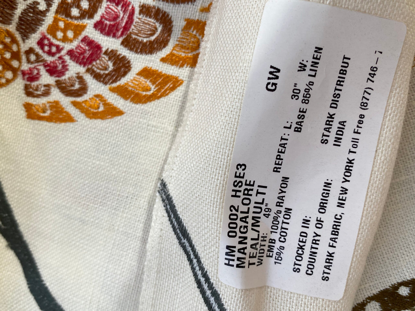 41 Berkbox75 Square Embroidery by Scalamandre Mangalore Teal/ Multi Brown White Floral MSRP USD 240/Y