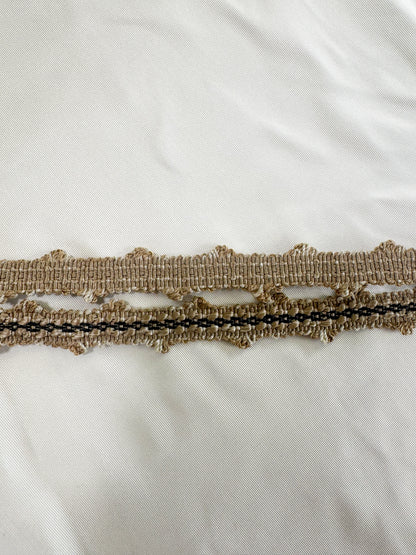 Scalamandre Newport Loops Taupe Black and Grey Trim 100% Silk MSRP USD 58/Y