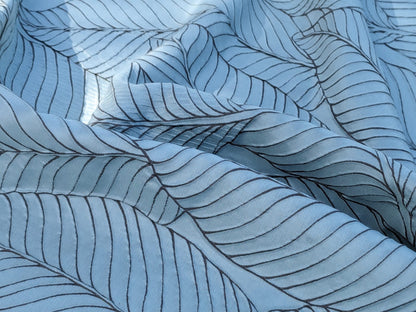 Scalamandre Sagamore Hill Bluebell Blue Large Silk Lampas Tropical Foliage Old World Weavers MSRP USD 492/Y