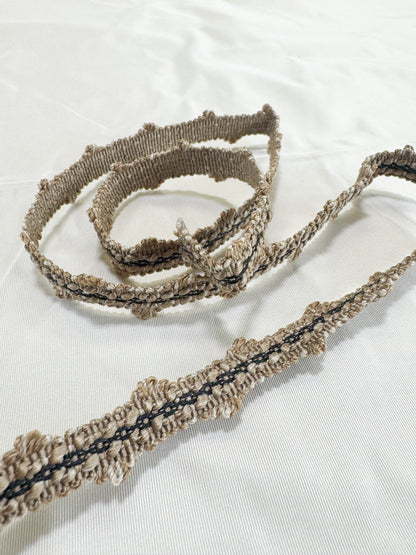 Scalamandre Newport Loops Taupe Black and Grey Trim 100% Silk MSRP USD 58/Y