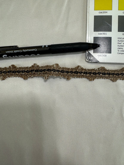 Scalamandre Newport Loops Taupe Black and Grey Trim 100% Silk MSRP USD 58/Y