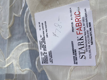 3 Berkbox76 Square Embroidery by Fonthill Granada Ivory White Peony Pomegranate Embroidery Linen Sheer MSRP USD 230y