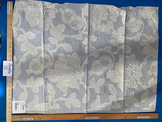 4 Berkbox76 Square Embroidery by Fonthill Granada Ivory White Peony Pomegranate Embroidery Linen Sheer MSRP USD 230y