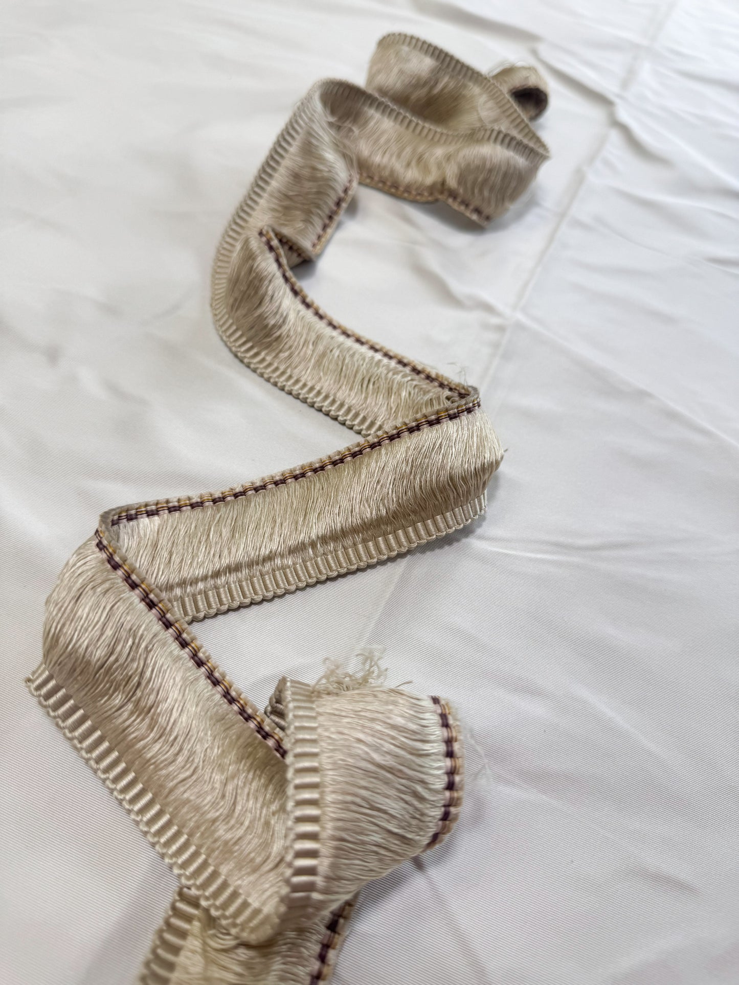 Scalamandre Gripsholm Moss Fringe  Flax Cream White Tassel 100% Silk MSRP USD 72/y
