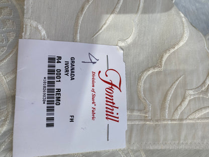 4 Berkbox76 Square Embroidery by Fonthill Granada Ivory White Peony Pomegranate Embroidery Linen Sheer MSRP USD 230y