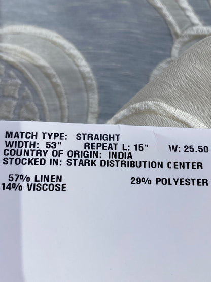 5 Berkbox76 Square Embroidery by Fonthill Granada Ivory White Peony Pomegranate Embroidery Linen Sheer MSRP USD 230y