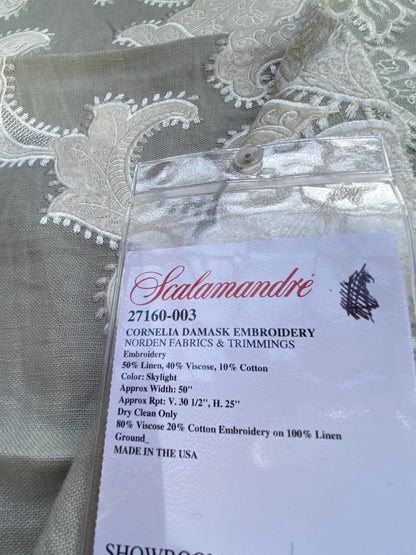 7 Berkbox76 Square Embroidery by Scalamandre Cornelia Damask Embroidery Skylight Sheer White MSRP USD 612/y