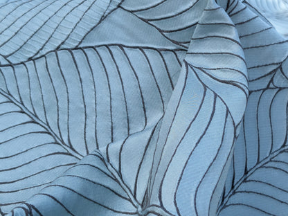 Scalamandre Sagamore Hill Bluebell Blue Large Silk Lampas Tropical Foliage Old World Weavers MSRP USD 492/Y