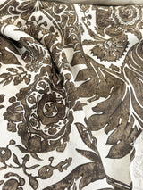 Scalamandre Luciana Damask Linen Print  Espresso Brown White Damask Print Gray MSRP USD 346/Y