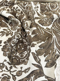 Scalamandre Luciana Damask Linen Print  Espresso Brown White Damask Print Gray MSRP USD 346/Y