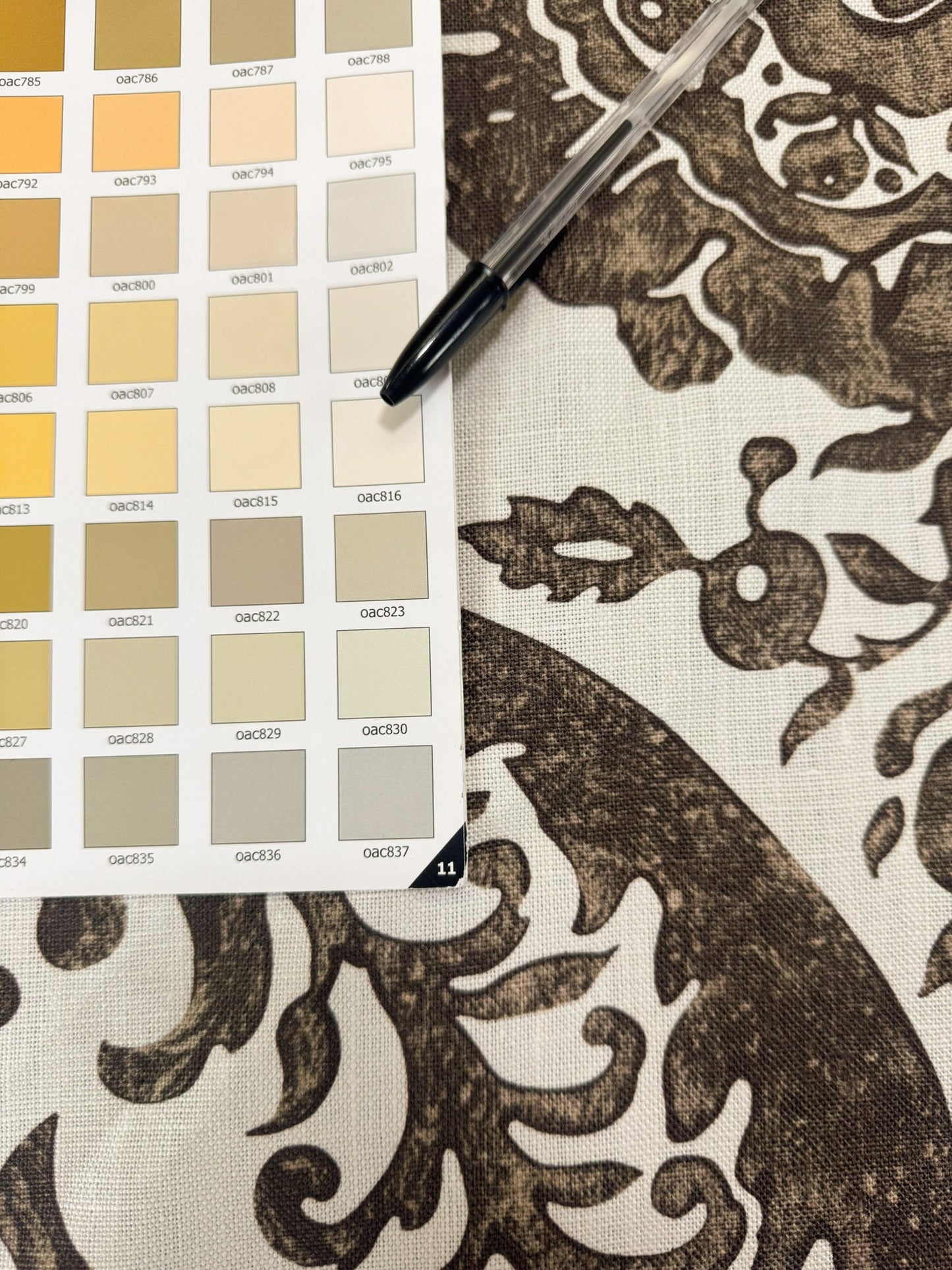 Scalamandre Luciana Damask Linen Print  Espresso Brown White Damask Print Gray MSRP USD 346/Y