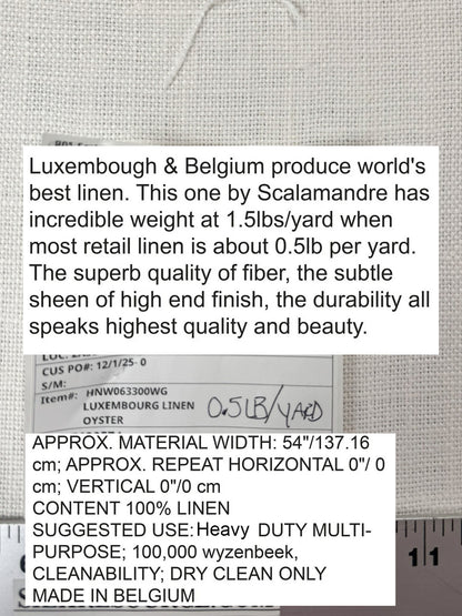Scalamandre Luxembourg Linen Oyster Cream White Solid Super Heavy MSRP USD284/y