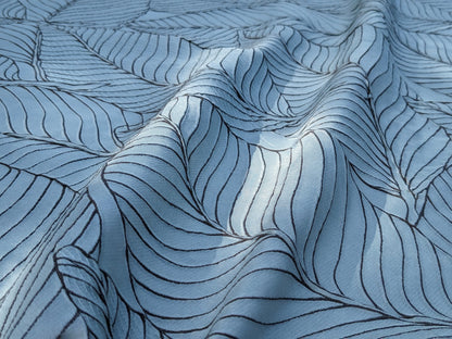 Scalamandre Sagamore Hill Bluebell Blue Large Silk Lampas Tropical Foliage Old World Weavers MSRP USD 492/Y