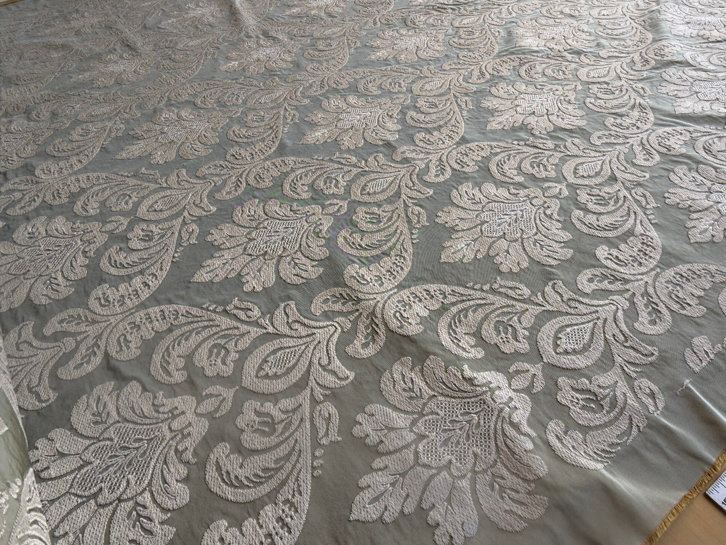 Lovelace Silk Faille Embroidery French Blue Taupe MSRP USD 413