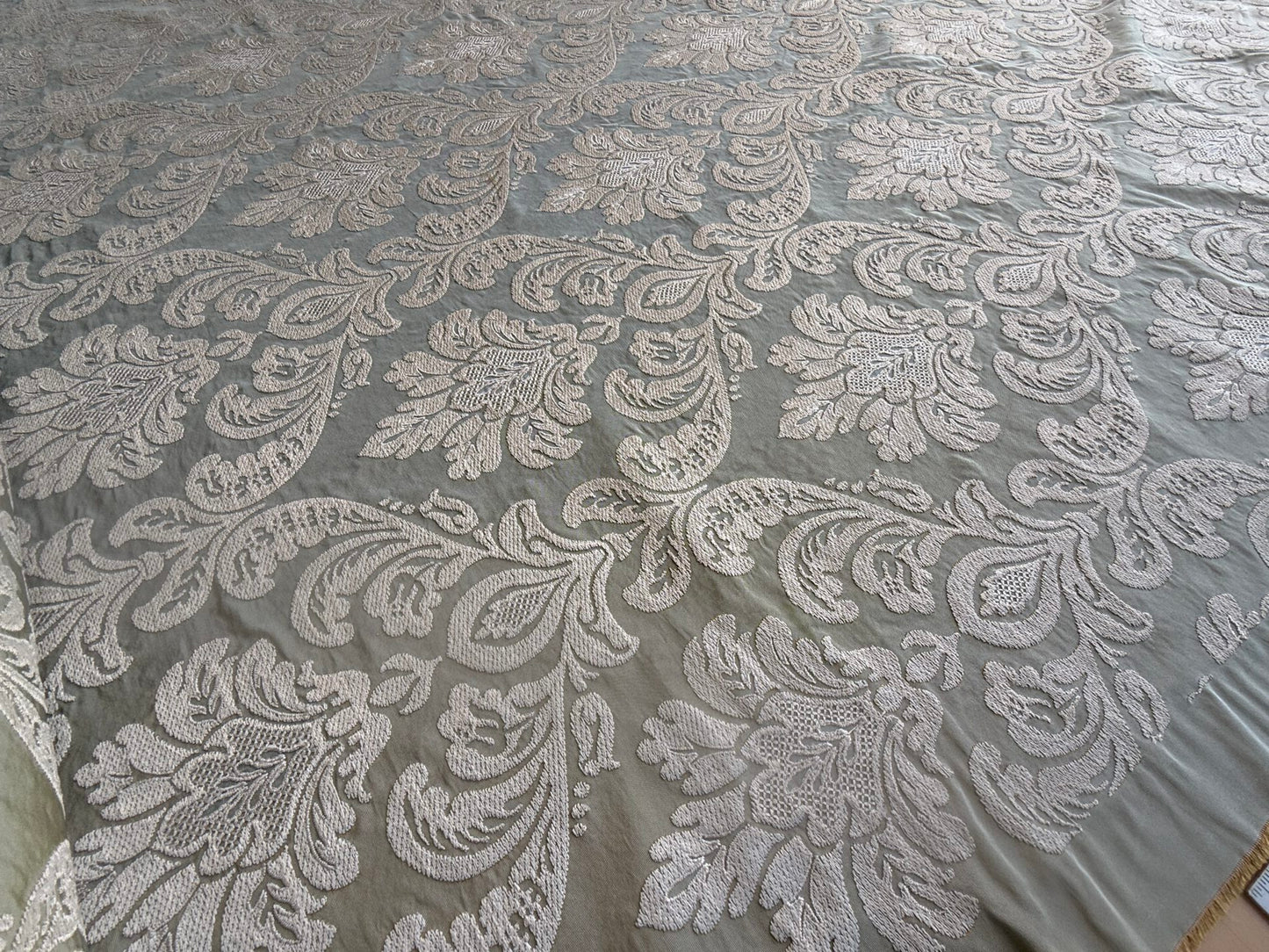 Lovelace Silk Faille Embroidery French Blue Taupe MSRP USD 413