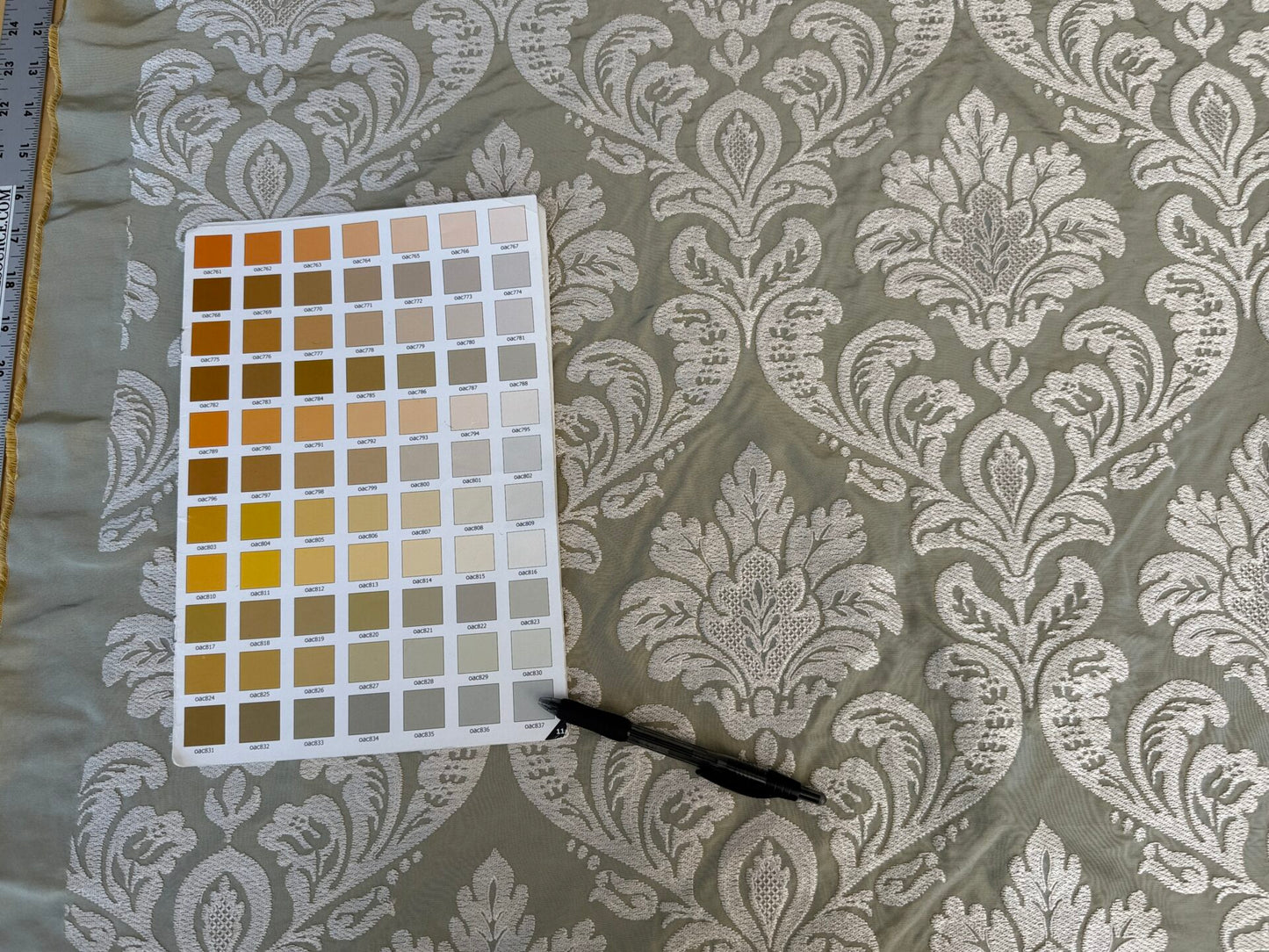 Lovelace Silk Faille Embroidery French Blue Taupe MSRP USD 413