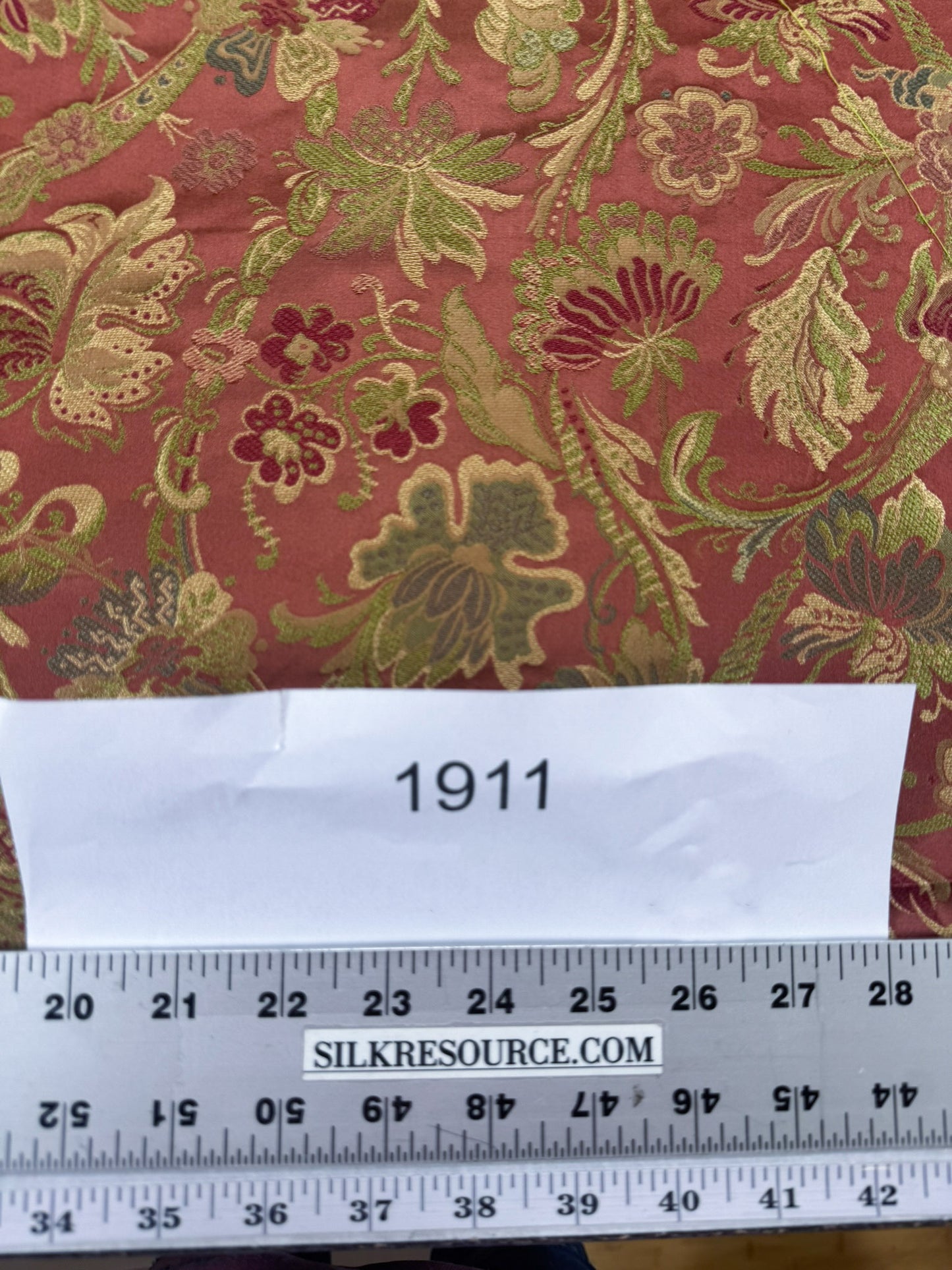 Fairy Tale Garden 100% Silk Lampas Floral Historical William Morris Red Pink Gold Green Blue Rainbow -By The Yard