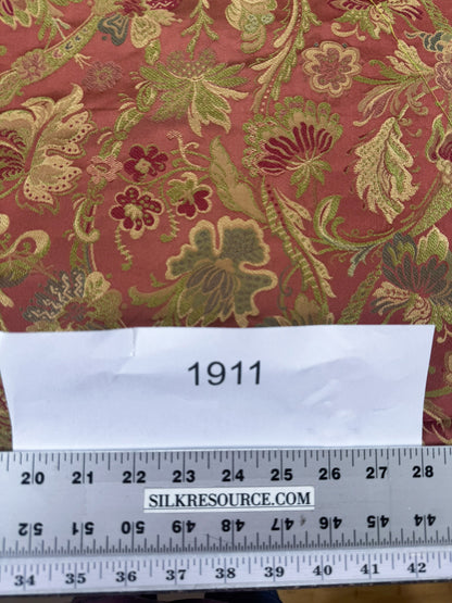 Fairy Tale Garden 100% Silk Lampas Floral Historical William Morris Red Pink Gold Green Blue Rainbow -By The Yard