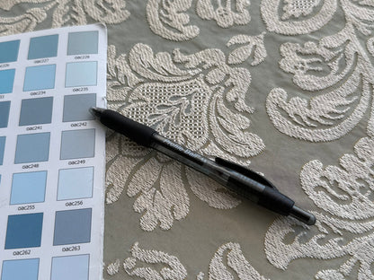 Lovelace Silk Faille Embroidery French Blue Taupe MSRP USD 413