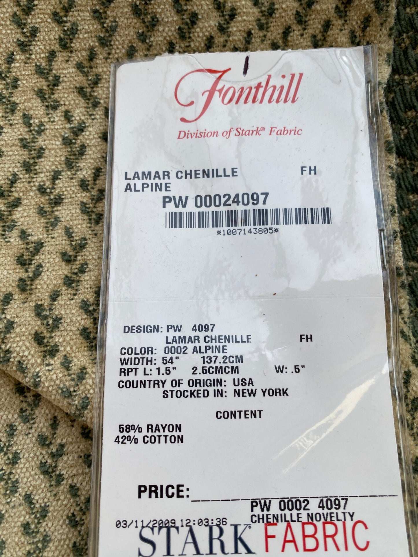 12 Berkbox76 Square Fonthill Lamar Chenille Alpine Beige Green Novelty Botanical Foliage MSRP USD 368/y