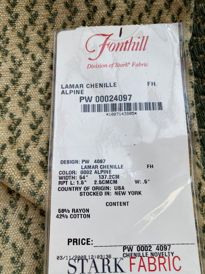 12 Berkbox76 Square Fonthill Lamar Chenille Alpine Beige Green Novelty Botanical Foliage MSRP USD 368/y