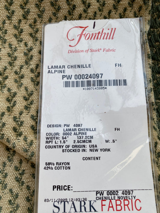 12 Berkbox76 Square Fonthill Lamar Chenille Alpine Beige Green Novelty Botanical Foliage MSRP USD 368/y