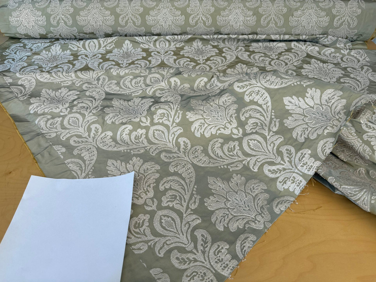 Lovelace Silk Faille Embroidery French Blue Taupe MSRP USD 413