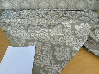 Lovelace Silk Faille Embroidery French Blue Taupe MSRP USD 413