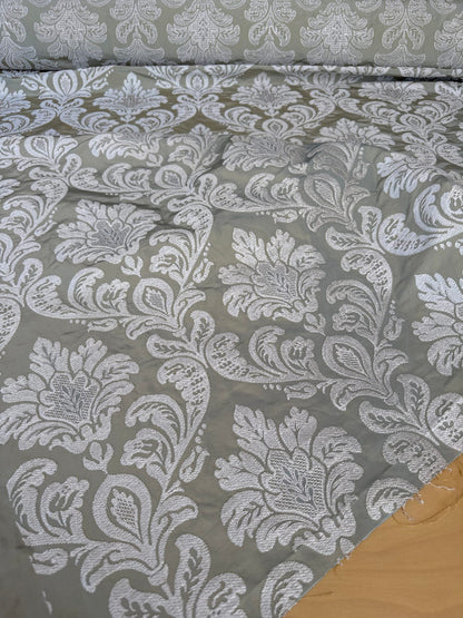 Lovelace Silk Faille Embroidery French Blue Taupe MSRP USD 413