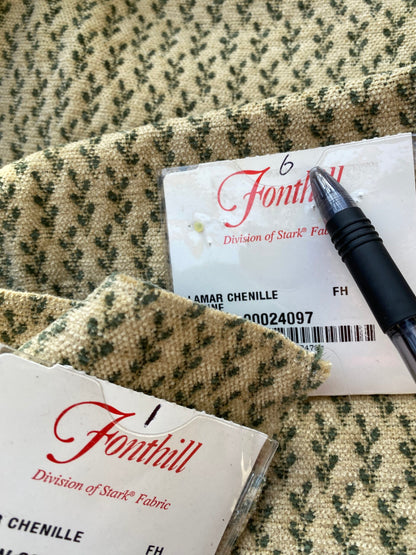 12 Berkbox76 Square Fonthill Lamar Chenille Alpine Beige Green Novelty Botanical Foliage MSRP USD 368/y