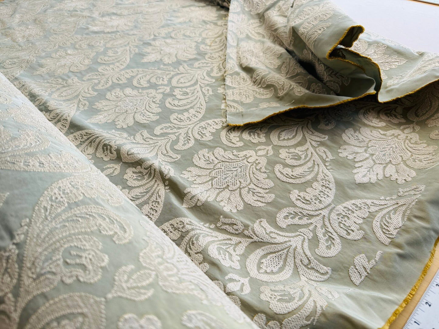 Lovelace Silk Faille Embroidery French Blue Taupe MSRP USD 413