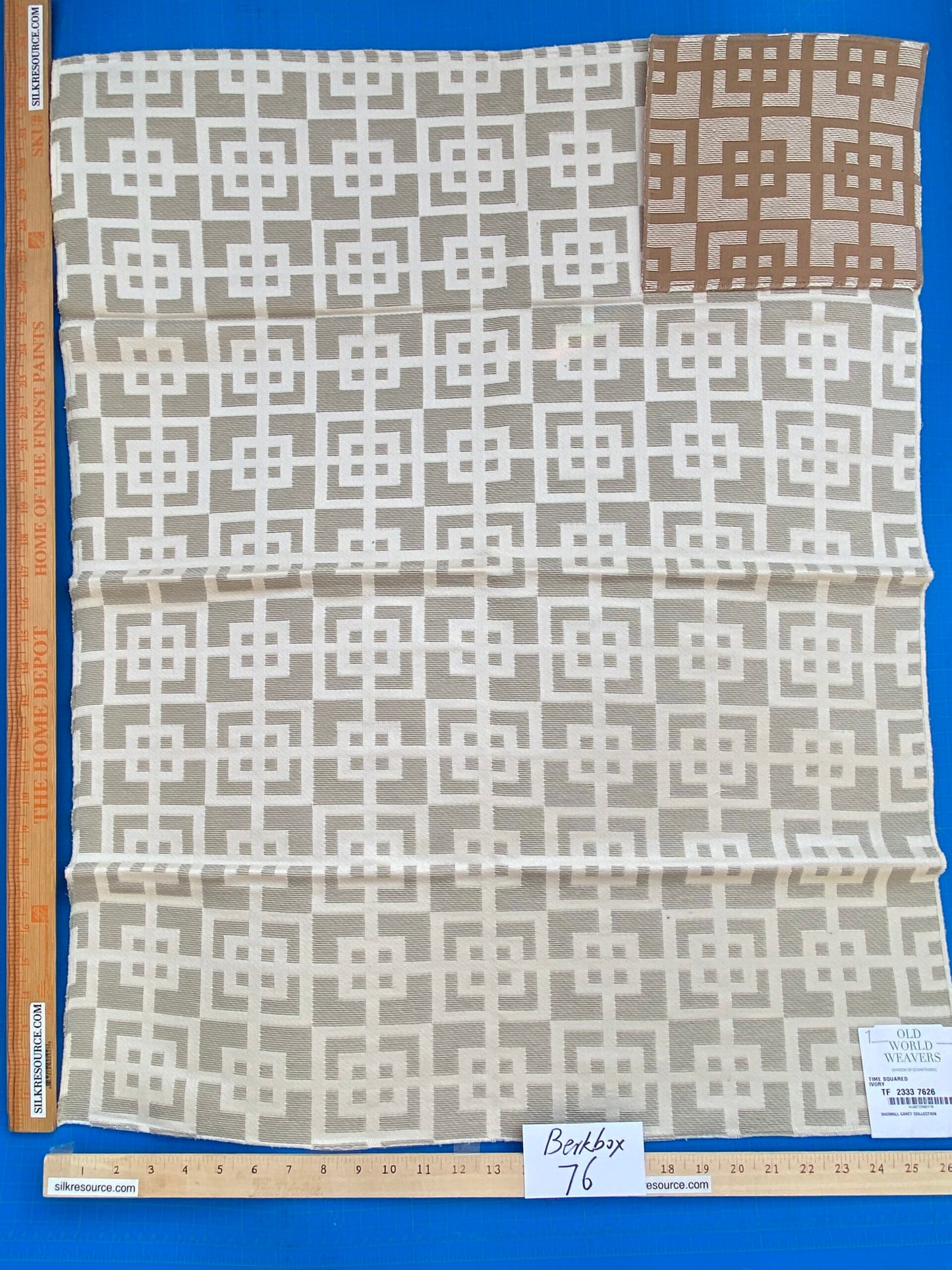 13 Berkbox76 Square Jacquard by Old World Weavers Time Squared Ivory White Cream Beige Contemporary Geometric MSRP USD 292/y