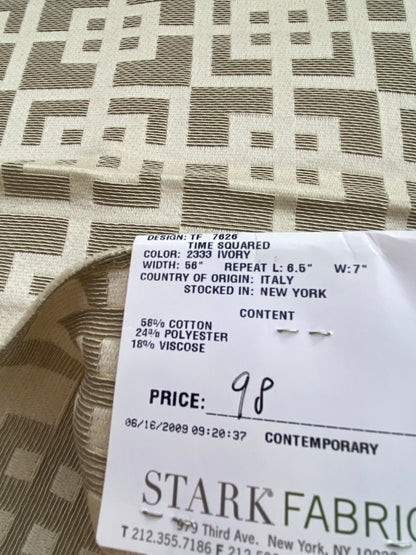 13 Berkbox76 Square Jacquard by Old World Weavers Time Squared Ivory White Cream Beige Contemporary Geometric MSRP USD 292/y