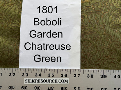 by yard Boboli Garden Silk Damask Italian Metallic Deep Charteuse Green Gold MSRP USD 568/yard