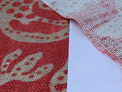 Scalamandre  CALAIS LINEN PRINT in Coral Pink Red Mediterrinan Pomegranite Block Print Heavy Linen MSRP USD300+/y