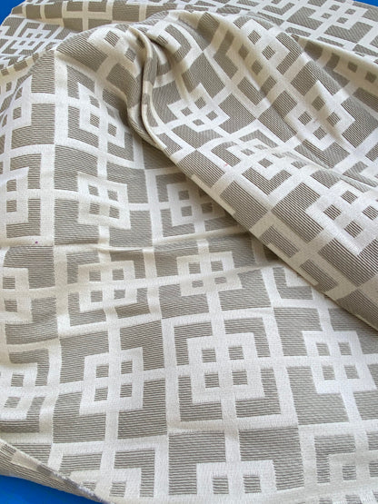 13 Berkbox76 Square Jacquard by Old World Weavers Time Squared Ivory White Cream Beige Contemporary Geometric MSRP USD 292/y