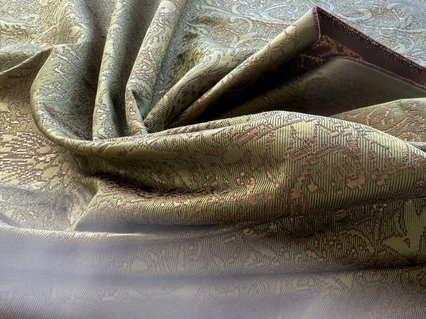 by yard Boboli Garden Silk Damask Italian Metallic Deep Charteuse Green Gold MSRP USD 568/yard