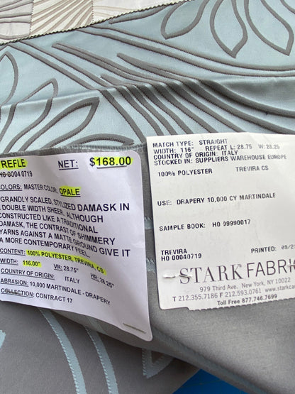 14 Berkbox76 Square Jacquard by Lelievre Trefle Opale Gray Damask Polyester MSRP USD 542/y