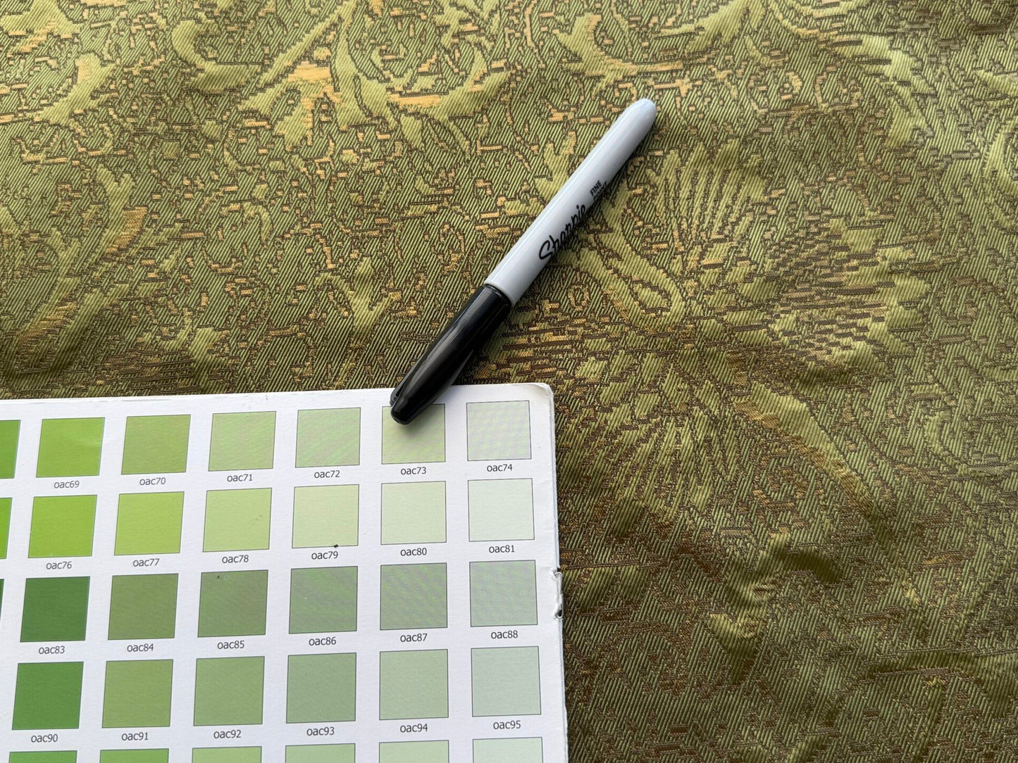 by yard Boboli Garden Silk Damask Italian Metallic Deep Charteuse Green Gold MSRP USD 568/yard