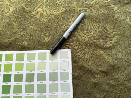 by yard Boboli Garden Silk Damask Italian Metallic Deep Charteuse Green Gold MSRP USD 568/yard