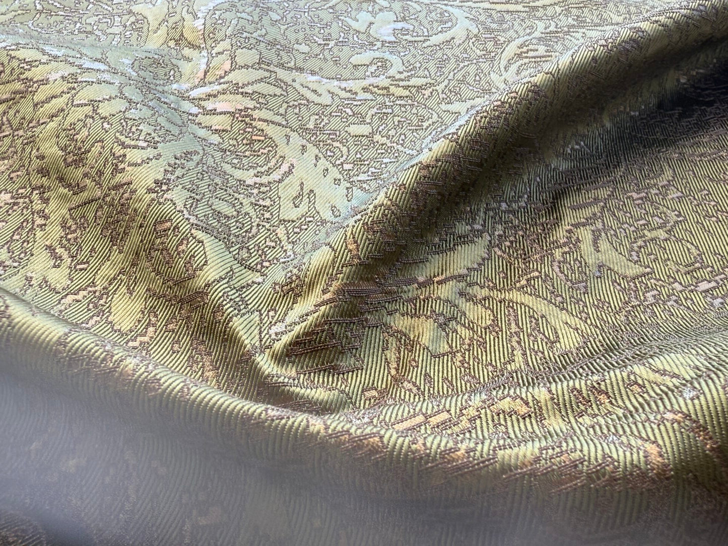 by yard Boboli Garden Silk Damask Italian Metallic Deep Charteuse Green Gold MSRP USD 568/yard