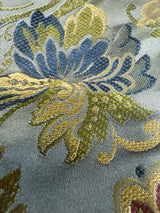Fairy Tale Garden 100% Silk Lampas Floral Historical William Morris  Pale Blue Gold Green Red Orange Rainbow -By The Yard